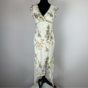 Vintage Speechless Y2K Midi Dress Size 7 Green Floral Babydoll Coquette Milkmaid